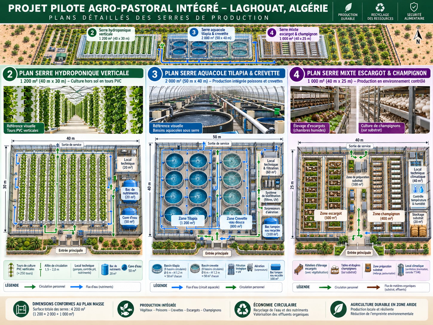 Plans détaillés des serres